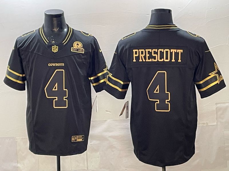 Men 2026 Dallas Cowboys #4 Prescott Black gold 6th generation Nike Limited NFL Jersey style 05